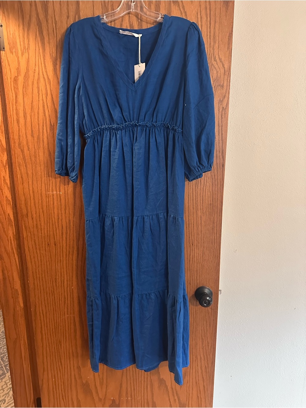 Trina Turk Blue Long Sleeve Maxi Dress